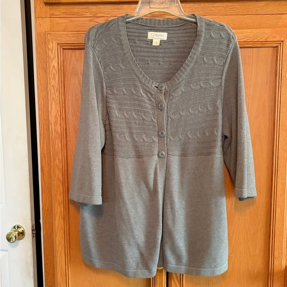 Christopher & Banks Women's Textured Knit Cardigan - Gray X1